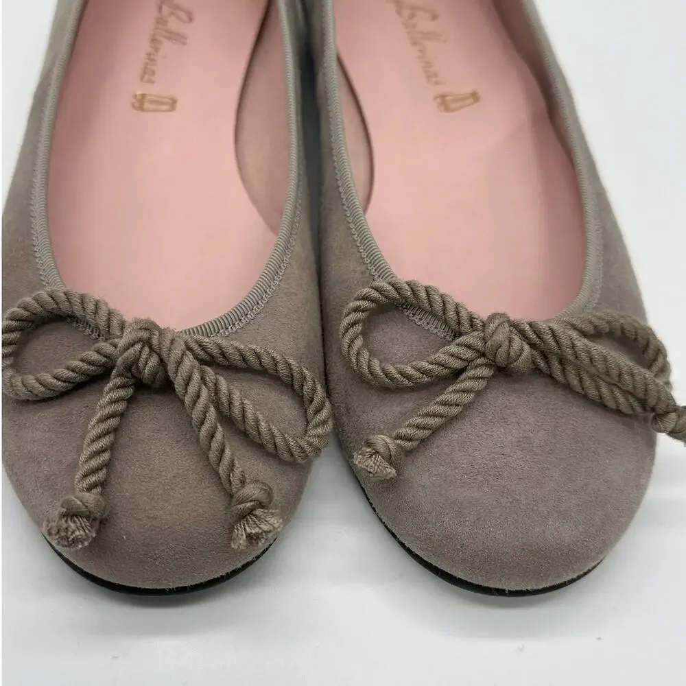 Pretty Ballerinas Rosario Classic Taupe Rope Bow Flats Shoes Sz EU 37 US 6.5-7